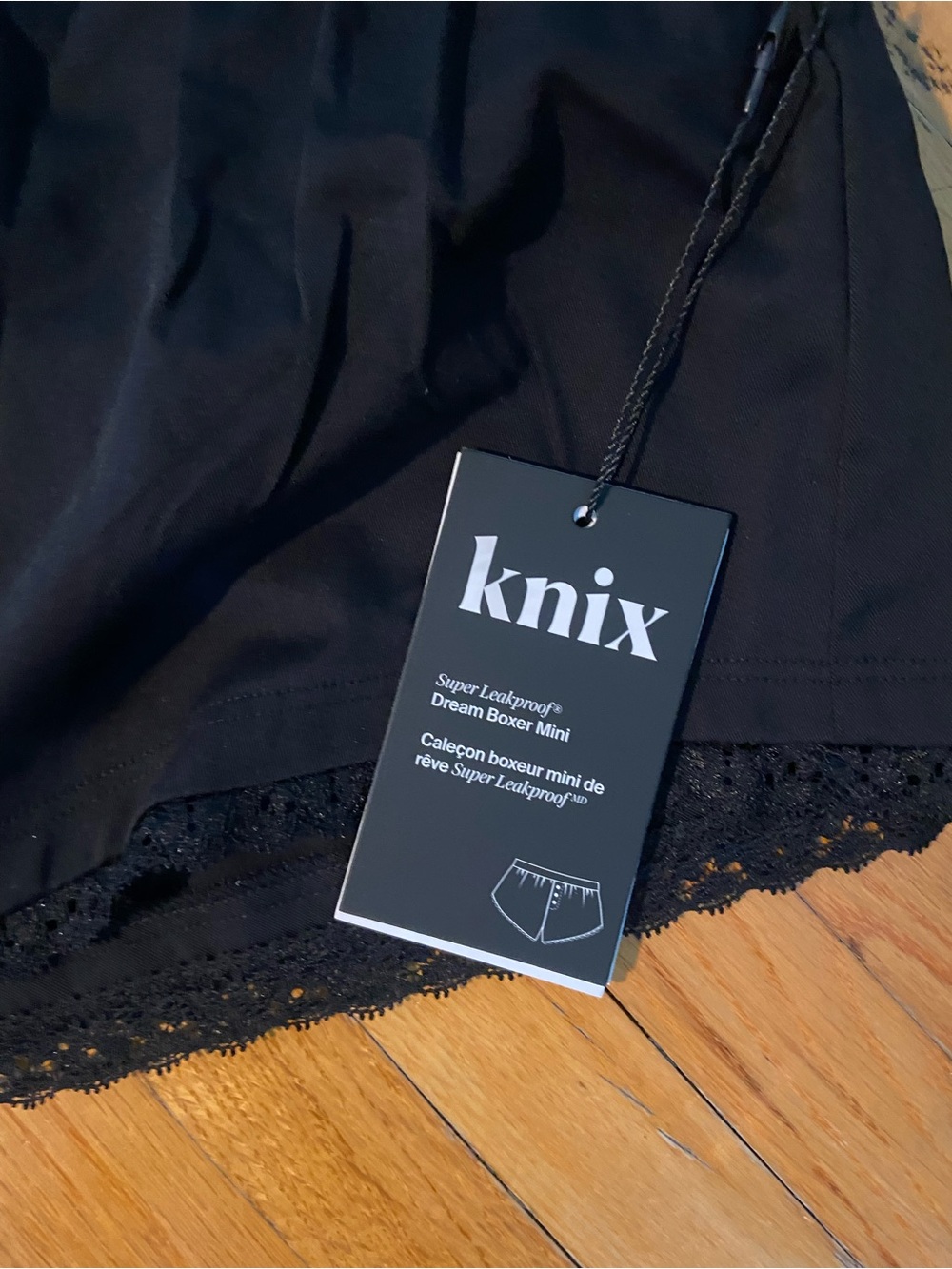 Knix leakproof Black Lace-Trim Boxer Shorts - Picture 5 of 6